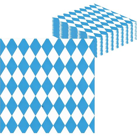 Lot de 40 serviettes de table en papier jetables pour fête - 33 x 33 cm - Bleu et blanc (1/5)