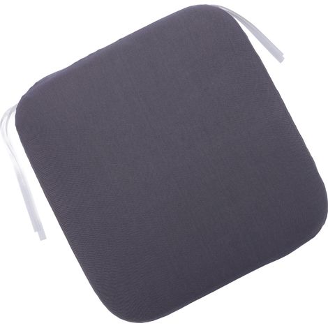 Coussin de chaise en mousse à mémoire de forme 40 x 40 x 4 cm, gris foncé, confortable, à rebond lent, avec dessous antidérapant et sangle. (1/5)