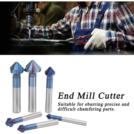 Couteau à chanfreiner à 3 lames en acier rapide, bleu, lot de 6 (1/5)