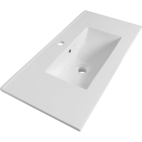 Saniclass Vygo Small Meuble lavabo - 80x40x2cm - 1 trou de robinet - céramique - blanc brillant