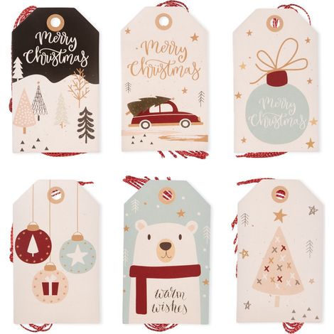 Etichette regalo natalizie dai colori pastello, 24 pezzi.