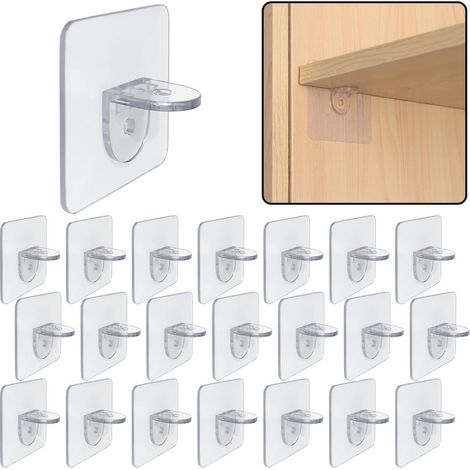 20 pièces - supports d'étagère en plastique - 7 x 7 cm - support autocollant - crochet en plastique autocollant - plastique L (1/5)
