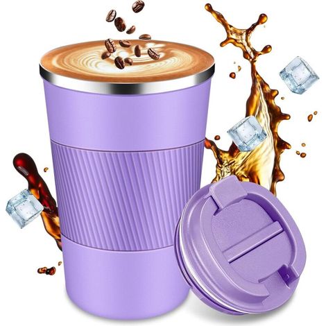 Mug isotherme de voyage anti-fuite, violet