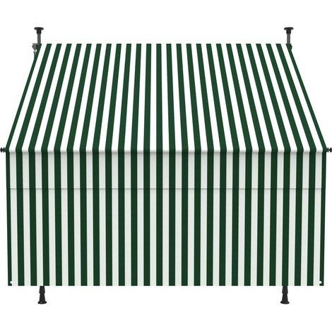 Canopée Store Banne Manuel Rétractable avec Manivelle, Auvent de Terrasse sans perçage, Protection Solaire Réglable pour Balcon, Terrasse, Jardin (Blanc et Vert, 2m x 1.8m) (1/4)