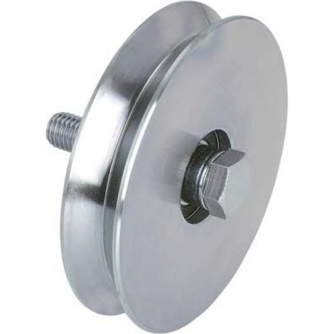 RUOTA CANCELLO A FISSARE GOLA V 402 COMBI - ZINCATA + CUSCINETTO MM 120 - 1 pezzo (1/3)