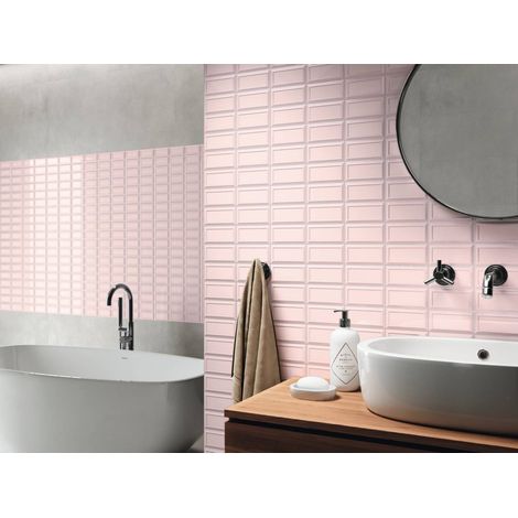 Carrelage mural faience effet classique KNIGHTSBRIDGE Brick 13x6.5cm Rose - Brillant - boîte de 0.47 m2 Brick 13x6.5cm Rose - - boîte de 0.47 m2