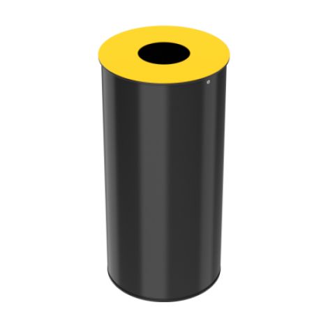 Corbeille de tri sélectif Neotri - plastique - 50l - gris manganèse / jaune colza - RAL 1021