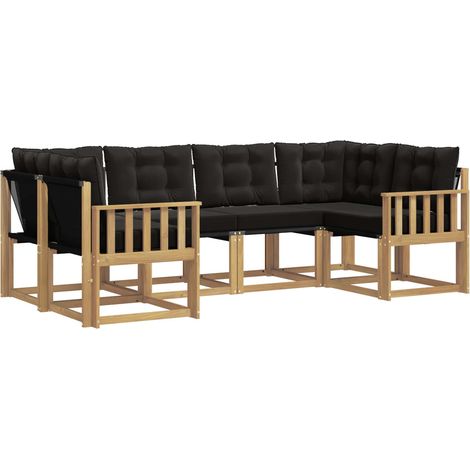 Outdoor Sofa Set with Cushion 6 pcs White and Black vidaXL