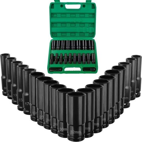 Set di 20 bussole a percussione, kit di chiavi a bussola esagonali per manutenzione elettrica (1/4)