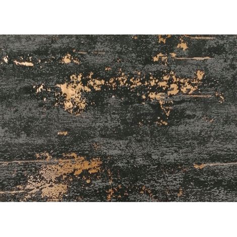 Papel pintado vinílico sobre tela no tejida, imitación hormigón, negro y dorado, 10 m (1/3)