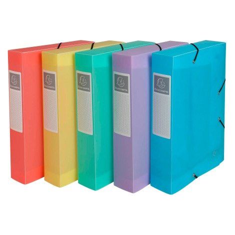Chemise box plastique Exacompta Chromaline 25 x 33 cm dos 6 cm coloris assortis pastel - Lot de 8