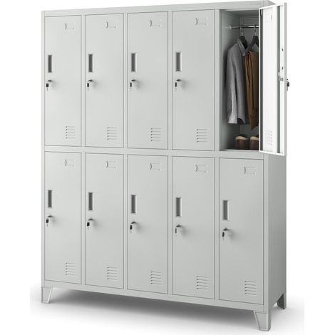Jan Nowak Spint Schließfachschrank 5B2A Metallspind Umkleideschrank 10 Fächer Stahlblech Pulverbeschichtet 172 cm x 136 cm x 45 cm - grau (1/5)