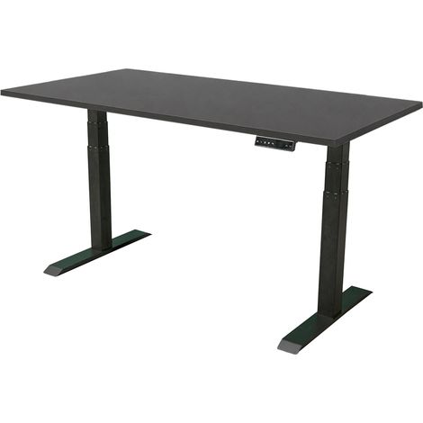 Bureau électrique 140x80cm - Moteur double - Noir/Anthracite (1/5)