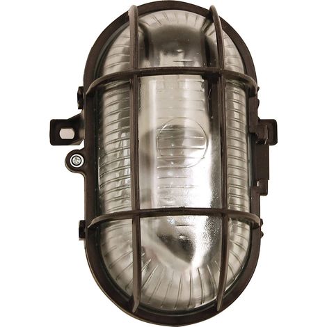VELAMP TURTLE-N Oval Kunststoff + Glas Wandleuchte E27 Max 60W Schwarz