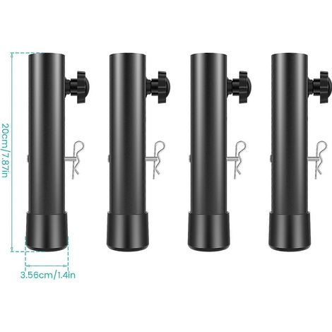 Lot de 4 rallonges de pieds de table pliante, réglables en hauteur, 20/44 cm, adaptées aux tables pliantes à pieds droits et incurvés, noir, 20 cm. (1/5)