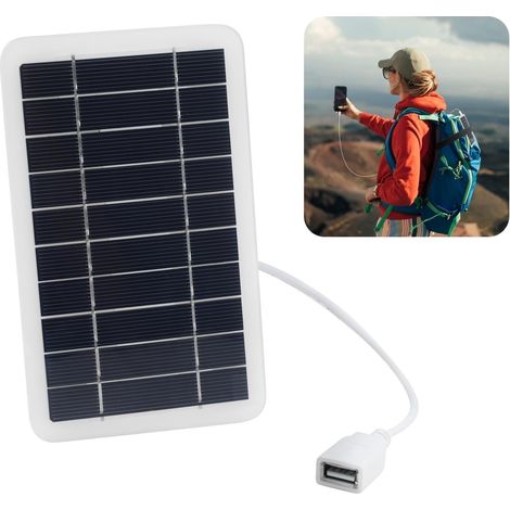 Panneau Solaire Portable 2W 5V avec Port USB Chargeur Solaire pour Randonnée, Camping, et Activités Extérieures,Étanche IP65,Cadre en Plaque Époxy Durable,Câble USB Inclus (1/5)