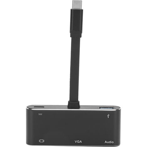 5-in-1 Multifunktionsadapter Typ-C auf HDMI/VGA mit Audioausgang und Netzteil, Schwarz (1/5)