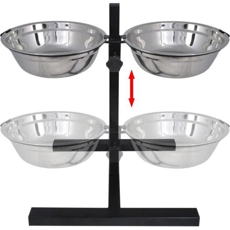 Soporte ajustable con 2 cuencos de 41 litros para perros XL (1/3)