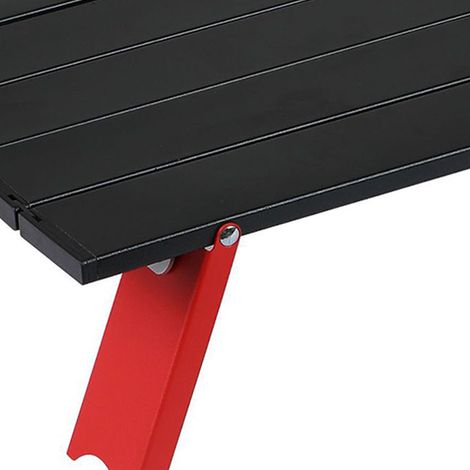 Petite table pliante d'extérieur, en alliage d'aluminium, table de camping pliante portable, table de pique-nique de plage, noire et rouge. (1/5)