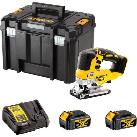 DeWalt DCS334M2 18V XR Brushless Top Handle Jigsaw, Kit - 2x 4Ah Batteries, Charger and TSTAK VI Case