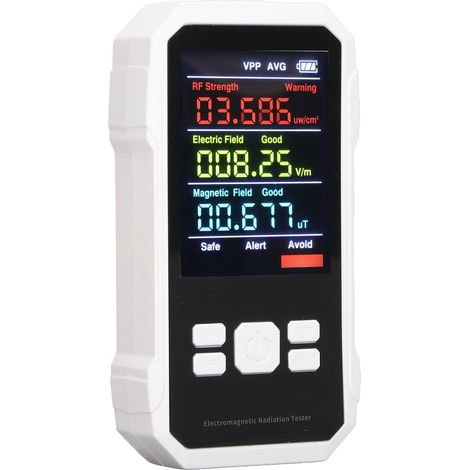 Testeur de rayonnement électromagnétique portable numérique à piles, détecteur de rayonnement haute fréquence blanc (1/5)
