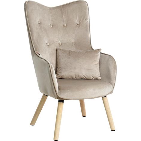 Fernsehsessel Lucas  Relaxsessel Sessel mit Kissen Lese Stoff Polsterstuhl Beige/Grau Samt