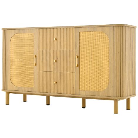 Buffet moderne effet bois tiroirs étagères pieds métal rangement (1/5)