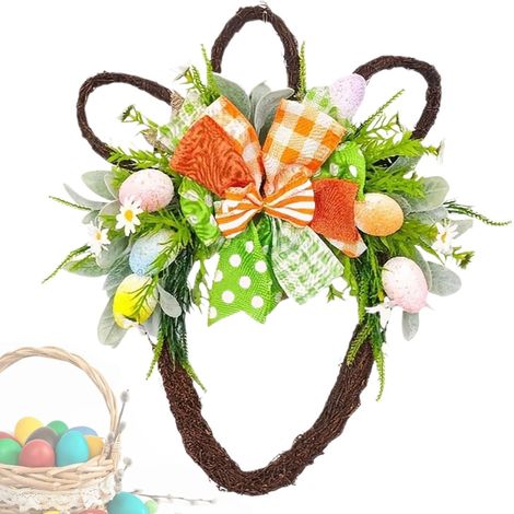 Couronne de Printemps Panneau de Bienvenue Œuf Décoratif Couronne D'Œufs De Pâques Décoration de Printemps pour Intérieur Extérieur Salon Chambre Fenêtre Mur Mariage (1/5)