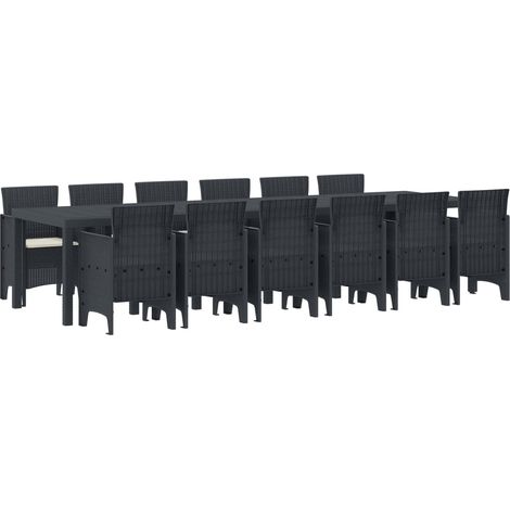 Garten Essgruppe 13 pcs Anthrazit Polt Rattan (1/5)