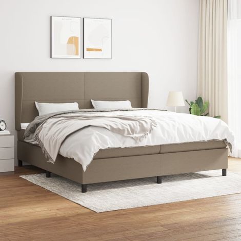 Lit double pour adulte Moderne - Lit à sommier tapissier avec matelas Taupe 200x200 cm Tissu BV812571 - BonneVie (1/5)