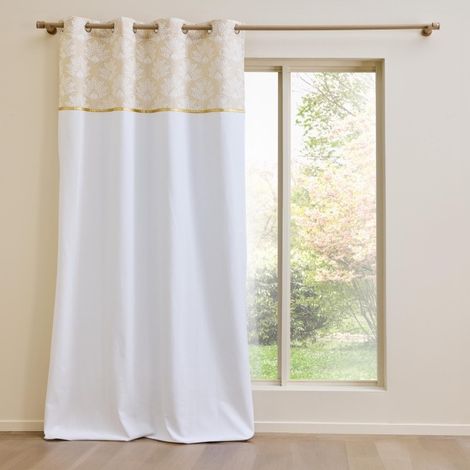 Douceur D'Intérieur – Rideau à œillets 140 x 240 cm en coton et polyester – Top imprimé métallisé – Finition élégante pour décoration intérieure (1/5)