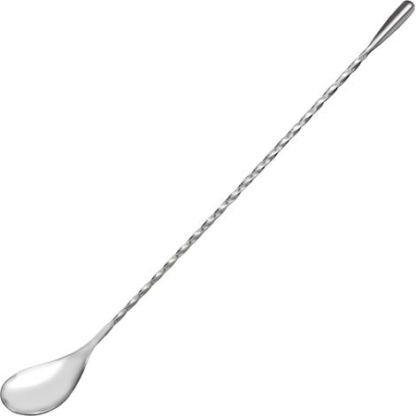 Cuillère à cocktail en acier inoxydable de 30 cm avec manche spiralé argenté