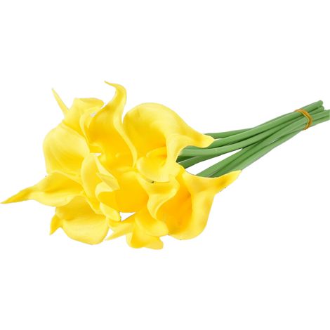Fausse Fleur Calla Lily Jaune en PU Souple pour Décoration Intérieure et Photographie (1/2)