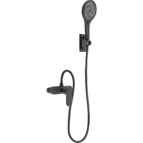 Robinet de Baignoire Avec Douchette,Set de Douche-Baignoire,Noir,Fixation murale,Acier Inoxydable,3 Modes de Douchette (1/5)