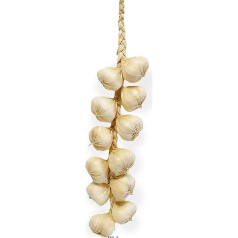 Tresse d'ail artificielle x10 tetes d ail Blanc L 50 cm