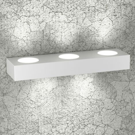 Applique moderna top light beaside 1190 a5 gx53 led metallo biemissione lampada parete, finitura metallo bianco