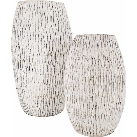 vasija terracotta blanc vieilli motif texturé élégant - Blanc vieilli effet terre cuite (1/4)