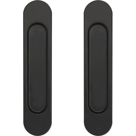 2 Pièces Poignée de Porte Coulissante Ovale 14,8 CM Poignées de Porte Coulissante Auto-Adhésives,Convient pour Armoires, Fenêtres, Portes Coulissantes(Noir) (1/4)