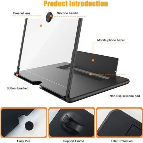 Loupe d'écran 16 pouces, loupe d'écran 3D pour téléphone portable, loupe d'écran pour tous les smartphones (1/4)