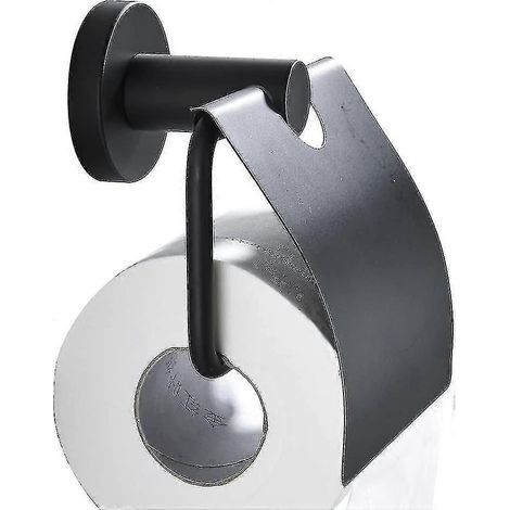 Mattschwarzer Toilettenpapierrollenhalter mit Klappe (1/5)