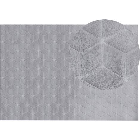 Alfombra gris 160 x 230 cm poliéster piel sintética de conejo pelo largo Thatta (1/5)