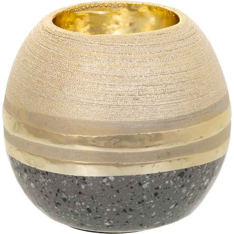 Portavelas de cerámica dorado 8x8x7,5 (1/5)