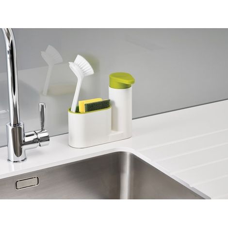 TRADE SHOP - Set 2 Pz Organizer Per Lavello Dispenser Di Sapone Liquido + Contenitore Spugne -