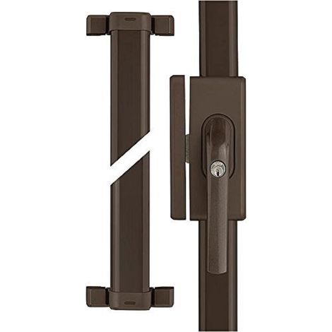 Verrou Supplémentaire Fenêtres FOS650 - Serrure à Barre avec Cylindre Poussoir, à Verrouillage Différent - Niveau de Sécurité 10 - 73013 - Marron (1/3)