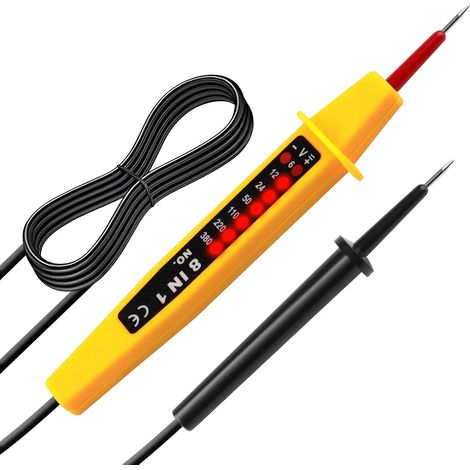 Comprobador de voltaje CA/CC de 6-380 V, comprobador eléctrico digital 8 en 1, comprobador de electricista con pantalla LED, comprobador de continuidad eléctrica ergonómico de alta precisión para insp
