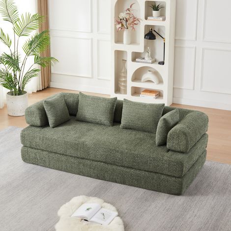 Canapé-lit modulaire 4 en 1 en chenille, dossier réglable, 200 x 95 x 68 cm, vert OKMYHOME (1/5)