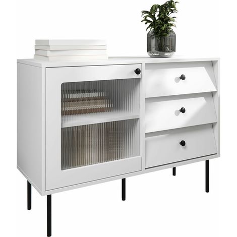 Cómoda Feletri 100, Blanco, Con cajones y puertas, Número de cajones: 0, 75x102x39cm