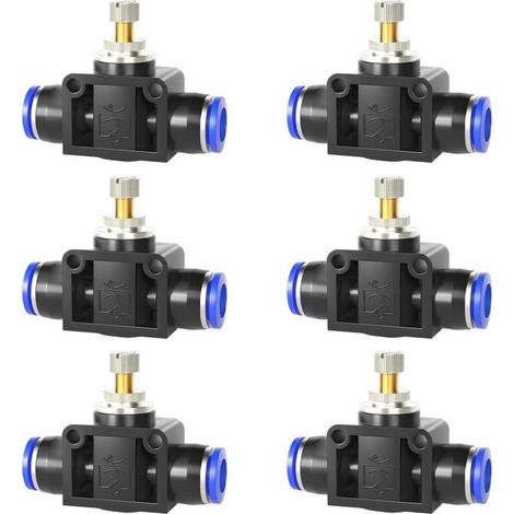 6 Pièces Vanne Contrôle Pneumatique 6 mm, Clapet Triangulaire Réglable Bidirectionnel, Vanne Papillon pour Conduites de Gaz de Commande (1/5)