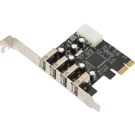 Carte d'extension PCI E vers USB, hub USB 2.0 interne avec 4 ports USB 2.0 et prise en charge du branchement à chaud, compatible Windows 10, 8 et 7, Linux et macOS. (1/5)