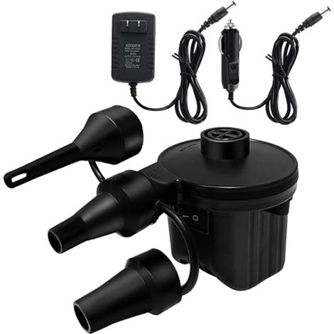 Pompe À Air Électrique - 400 L/Min - Pour Matelas Gonflables Piscines Gonflables Anneaux De Natation - AC 110-240 V / DC 12 V - 3 Embouts (1/5)